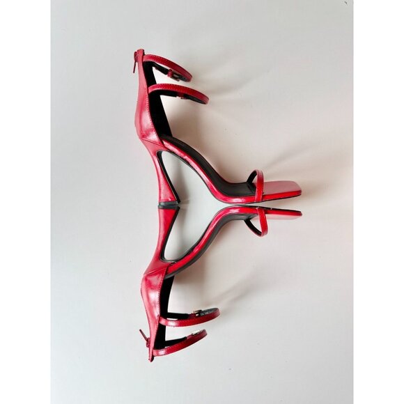 NWOT CALL IT SPRING Biancah Red Vegan Patent Double Ankle Strap Sandals, Size 8 - Picture 7 of 11